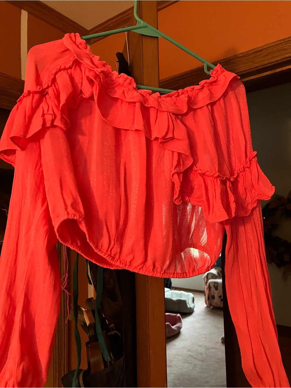 LoveShackFancy Pink Ruffled Crop Top - Picture 7 of 7